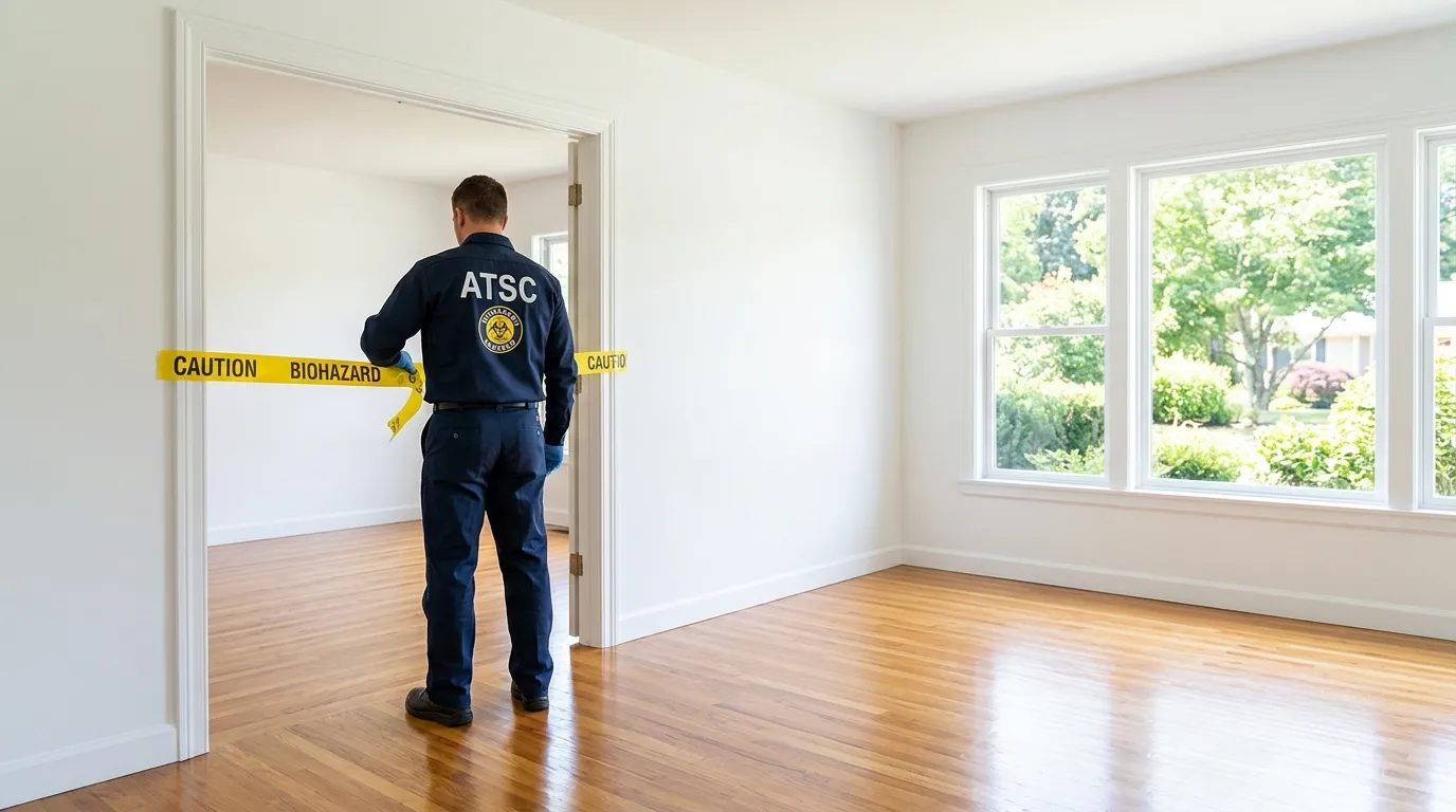 Certified biohazard cleanup crew performing Decomposition Cleanup in Grafton